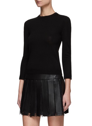 Detail View - Click To Enlarge - ALICE & OLIVIA - ‘Porla' Wool Blend Sweater with Collared Shirt Insert