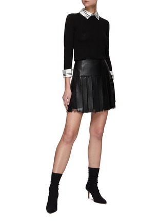 Figure View - Click To Enlarge - ALICE & OLIVIA - ‘Porla' Wool Blend Sweater with Collared Shirt Insert