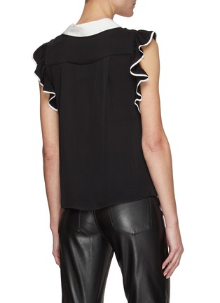 Back View - Click To Enlarge - ALICE & OLIVIA - ‘Waylen’ Flutter Sleeve Collared Top