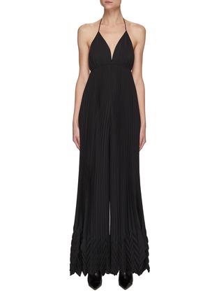 Main View - Click To Enlarge - ALICE & OLIVIA - ‘Adalyn’ Halter Pleated Jumpsuit