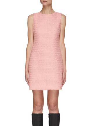 Main View - Click To Enlarge - ALICE & OLIVIA - ‘Clyde’ Frayed A-Line Sleeveless Shift Dress