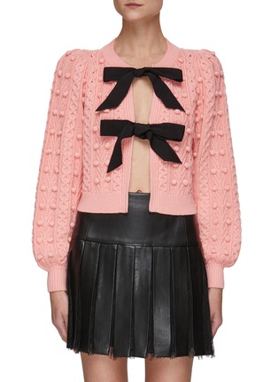 Main View - Click To Enlarge - ALICE + OLIVIA - ‘Kitty’ Puff Sleeve Bow Tie Cardigan