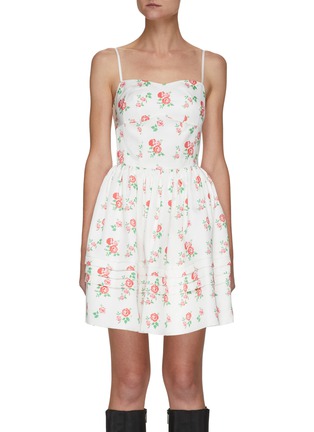 Main View - Click To Enlarge - MING MA - Floral Print Sleeveless Mini Dress