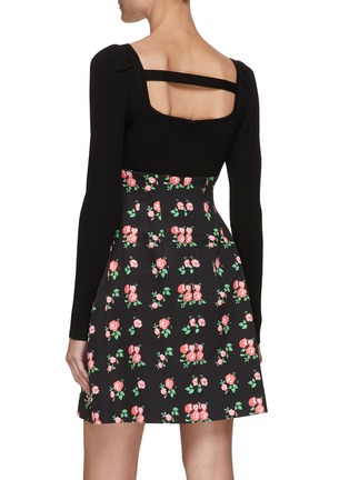 Back View - Click To Enlarge - MING MA - Knitted Bodice Floral Print Dress