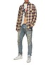 Figure View - Click To Enlarge - PURPLE BRAND - Tappered Fit 2 Paint Splash Light Wash Jeans