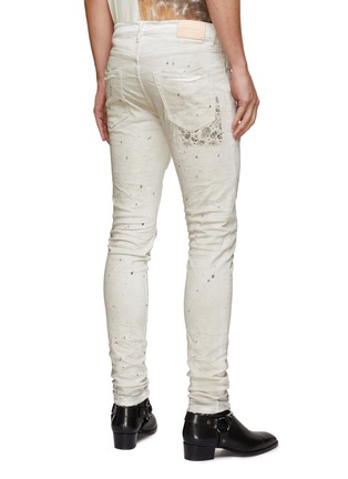 Back View - Click To Enlarge - PURPLE BRAND - Slim Fit 1 Bandana Patch Paint Splash Jeans
