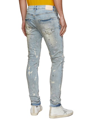 Back View - Click To Enlarge - PURPLE BRAND - Slim Fit 1 Bleached detailing Distressed Light Washed Jeans