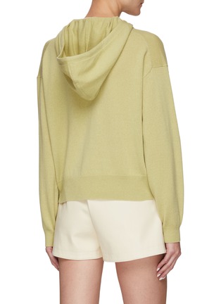 Back View - Click To Enlarge - THEORY - Slit Neck Cashmere Drawstring Hoodie