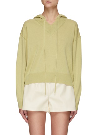Main View - Click To Enlarge - THEORY - Slit Neck Cashmere Drawstring Hoodie