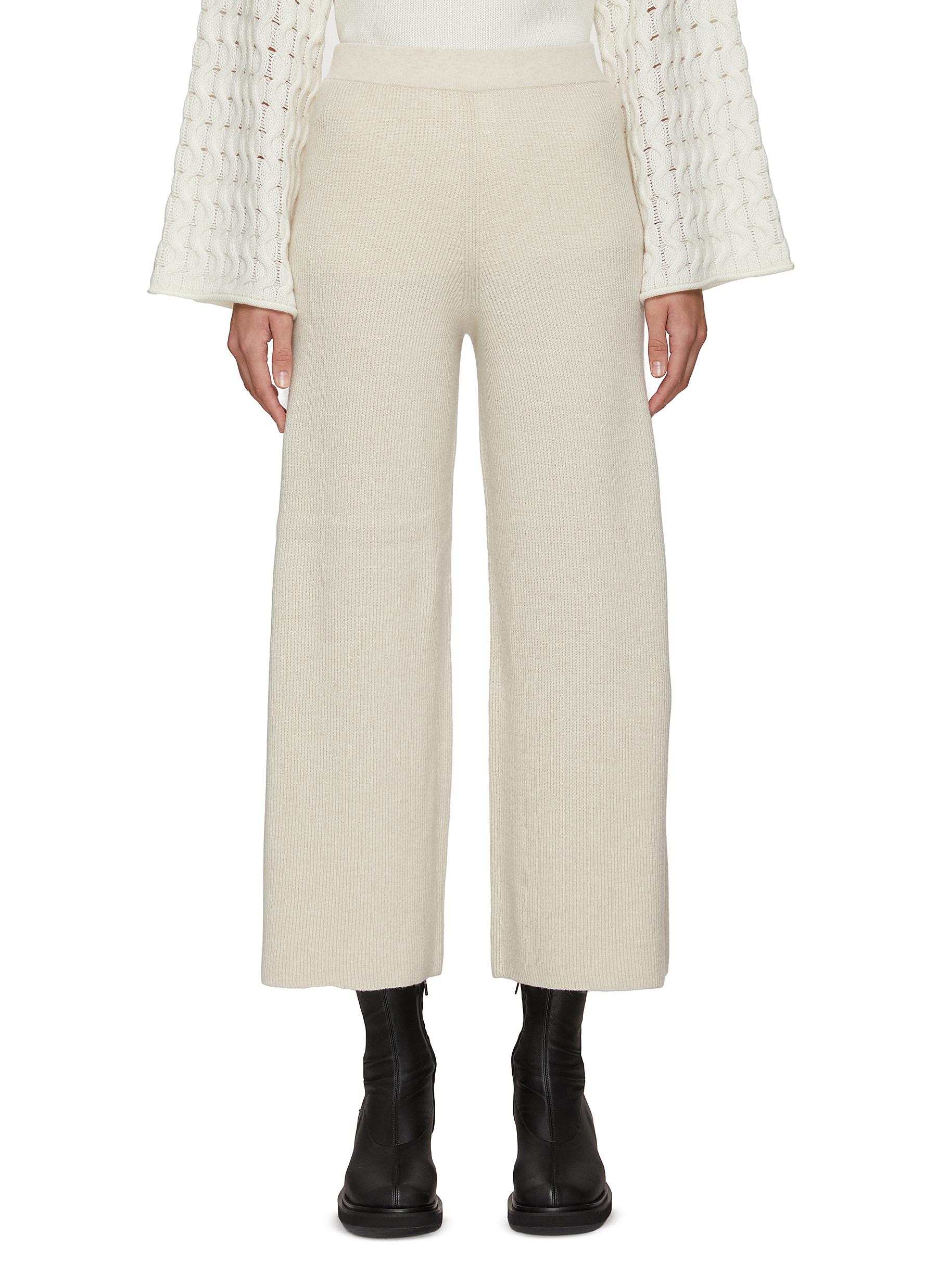 FELTED WOOL CASHMERE BLEND LOUNGE PANTS 