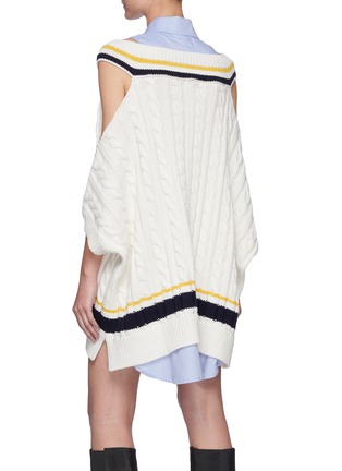 Back View - Click To Enlarge - MONSE - Layered Cricket Cold Shoulder Sweater Mini Dress
