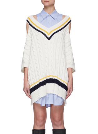 Main View - Click To Enlarge - MONSE - Layered Cricket Cold Shoulder Sweater Mini Dress