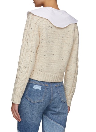 Back View - Click To Enlarge - GANNI - CABLE KNIT BIG COLLAR CARDIGAN