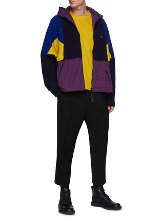 Figure View - Click To Enlarge - SACAI - Wool Blend Knit Panelled Packable Hood Zip Up Jacket