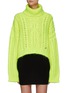 BALMAIN - Cropped Turtleneck Cable Knit Mohair Sweater