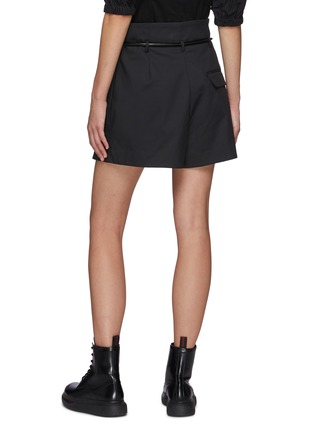 Back View - Click To Enlarge - 3.1 PHILLIP LIM - Leather Belt Pleated Cotton Blend Shorts
