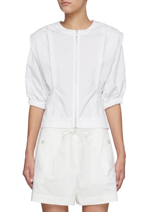 Main View - Click To Enlarge - 3.1 PHILLIP LIM - Pleated Shoulder Puff Sleeve Zip-up Top