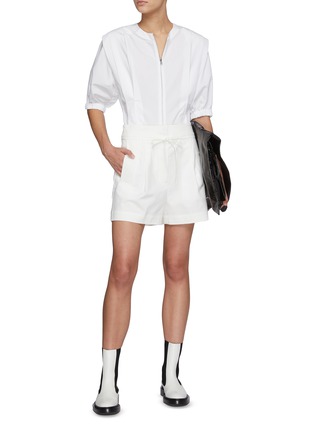 Figure View - Click To Enlarge - 3.1 PHILLIP LIM - Pleated Shoulder Puff Sleeve Zip-up Top