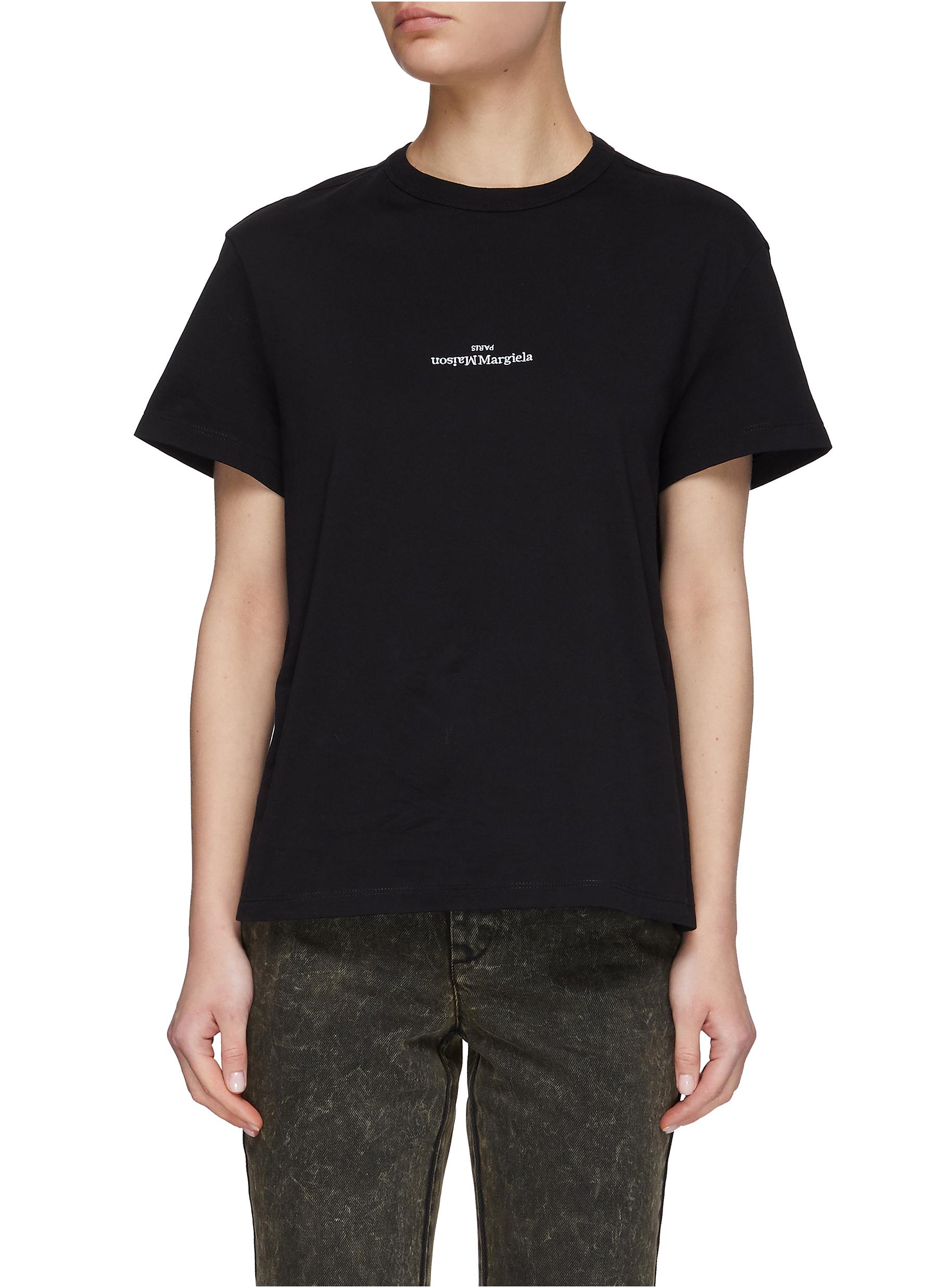 Maison Margiela Logo Print Cotton Jersey T-shirt In Black | ModeSens