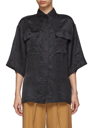 Main View - Click To Enlarge - JW ANDERSON - LOGO PRINT PATCH POCKET DETAIL BOXY SHIRT