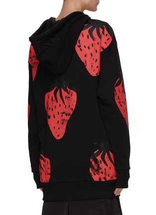 Back View - Click To Enlarge - JW ANDERSON - Oversized Strawberry Graphic Print Cotton Hoodie