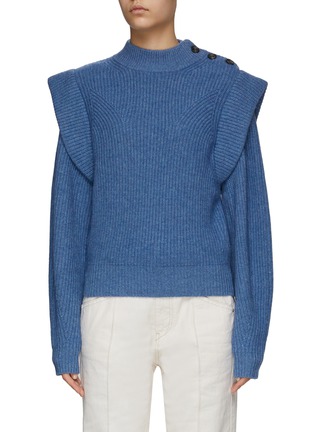 Main View - Click To Enlarge - ISABEL MARANT - ‘Peggy' Buttoned Shoulder Panel Wool Cashmere Blend Sweater