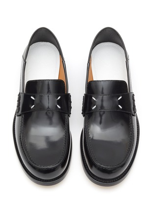 Detail View - Click To Enlarge - MAISON MARGIELA - STITCHING STEP-IN HEEL ABRASIVATO LEATHER LOAFERS