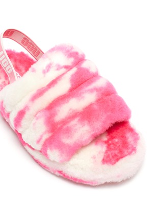 Detail View - Click To Enlarge - UGG - Fluff Yeah' Marble Patterned Ankle Strap Fur Kid's Slides