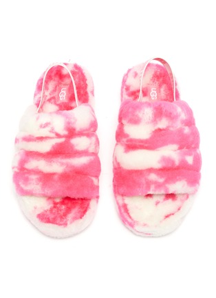 Figure View - Click To Enlarge - UGG - Fluff Yeah' Marble Patterned Ankle Strap Fur Kid's Slides