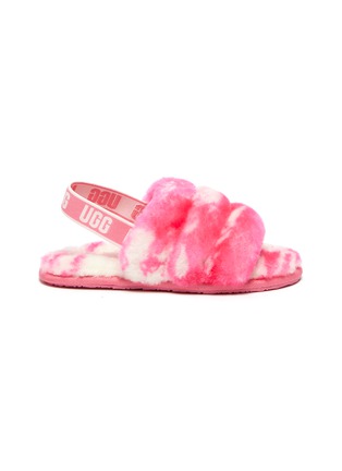 Main View - Click To Enlarge - UGG - Fluff Yeah' Marble Patterned Ankle Strap Fur Toddler Slides