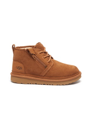 Main View - Click To Enlarge - UGG - Neumel' Side Zip Rugged Outsole Low Top Suede Kid's Boots
