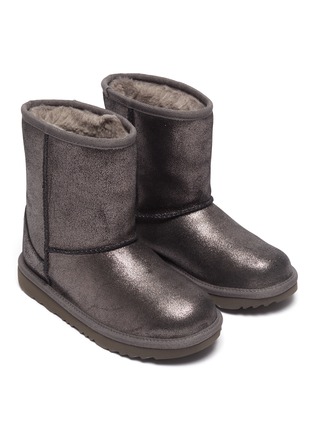 Figure View - Click To Enlarge - UGG - Classic Mini II' Low Top Metallic Calfskin Leather Kid's Winter Boots