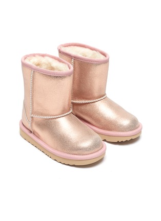 Figure View - Click To Enlarge - UGG - Classic Mini II' Low Top Metallic Calfskin Leather Toddler Winter Boots
