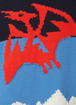  - ARIES - Dragon skeleton jacquard knitted varsity jacket