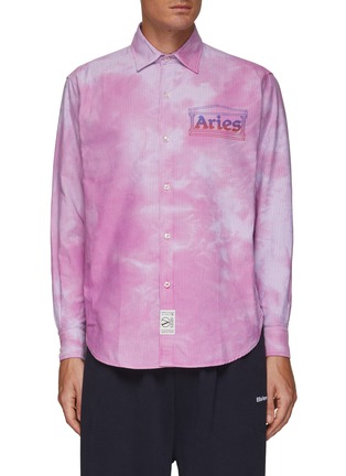 Main View - Click To Enlarge - ARIES - OXFORD FADED TEMPLE LOGO STRIPE COTTON SHIRT