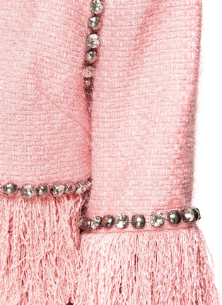 - AREA - Crystal Embellished Fringe Hem Tweed Blazer
