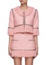 Main View - Click To Enlarge - AREA - Crystal Embellished Fringe Hem Tweed Blazer