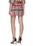 Back View - Click To Enlarge - AREA - Crystal Embellished Fringe Hem Check Tweed Mini Skirt