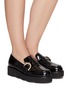 Figure View - Click To Enlarge - STUART WEITZMAN - Piper Superlift' Faux Pearl Buckle Patent Leather Loafers