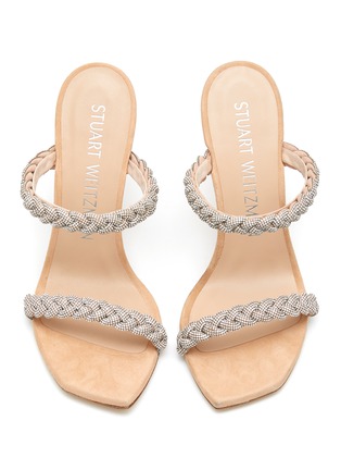 Detail View - Click To Enlarge - STUART WEITZMAN - Addison' Double Braided Crystal Band Suede Sandals