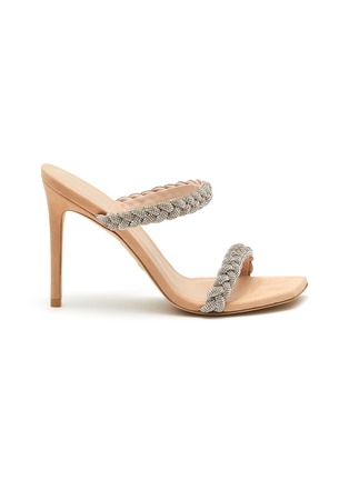 Main View - Click To Enlarge - STUART WEITZMAN - Addison' Double Braided Crystal Band Suede Sandals