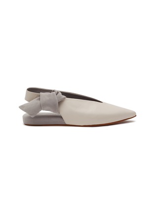 Main View - Click To Enlarge - GRAY MATTERS - ‘Nodo' Point Toe Side Knot Slingback Leather Flats