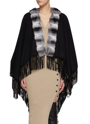 Main View - Click To Enlarge - INNIU - Chinchilla Fur Fringed Scarf