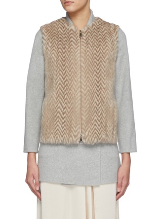 Main View - Click To Enlarge - INNIU - Zigzag Patterned Mink Fur Short Gilet