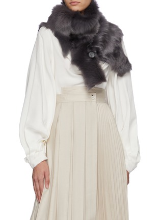 Figure View - Click To Enlarge - KARL DONOGHUE - Natural Edge Buttoned Toscana Shearling Scarf