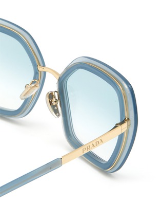 Detail View - Click To Enlarge - PRADA - Metal Angular Frame Sunglasses