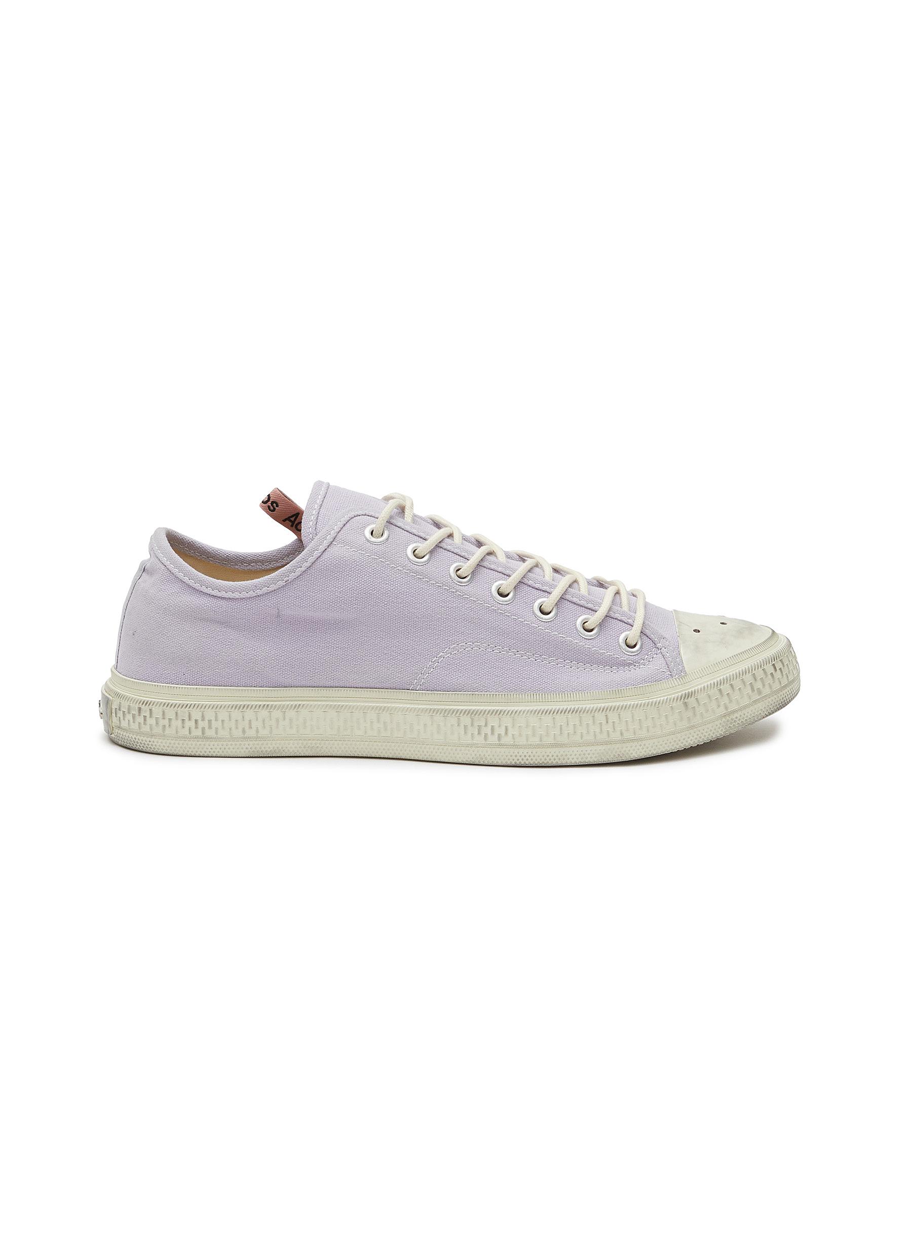 ACNE STUDIOS TUMBLED CANVAS LOW TOP LACE UP SNEAKERS