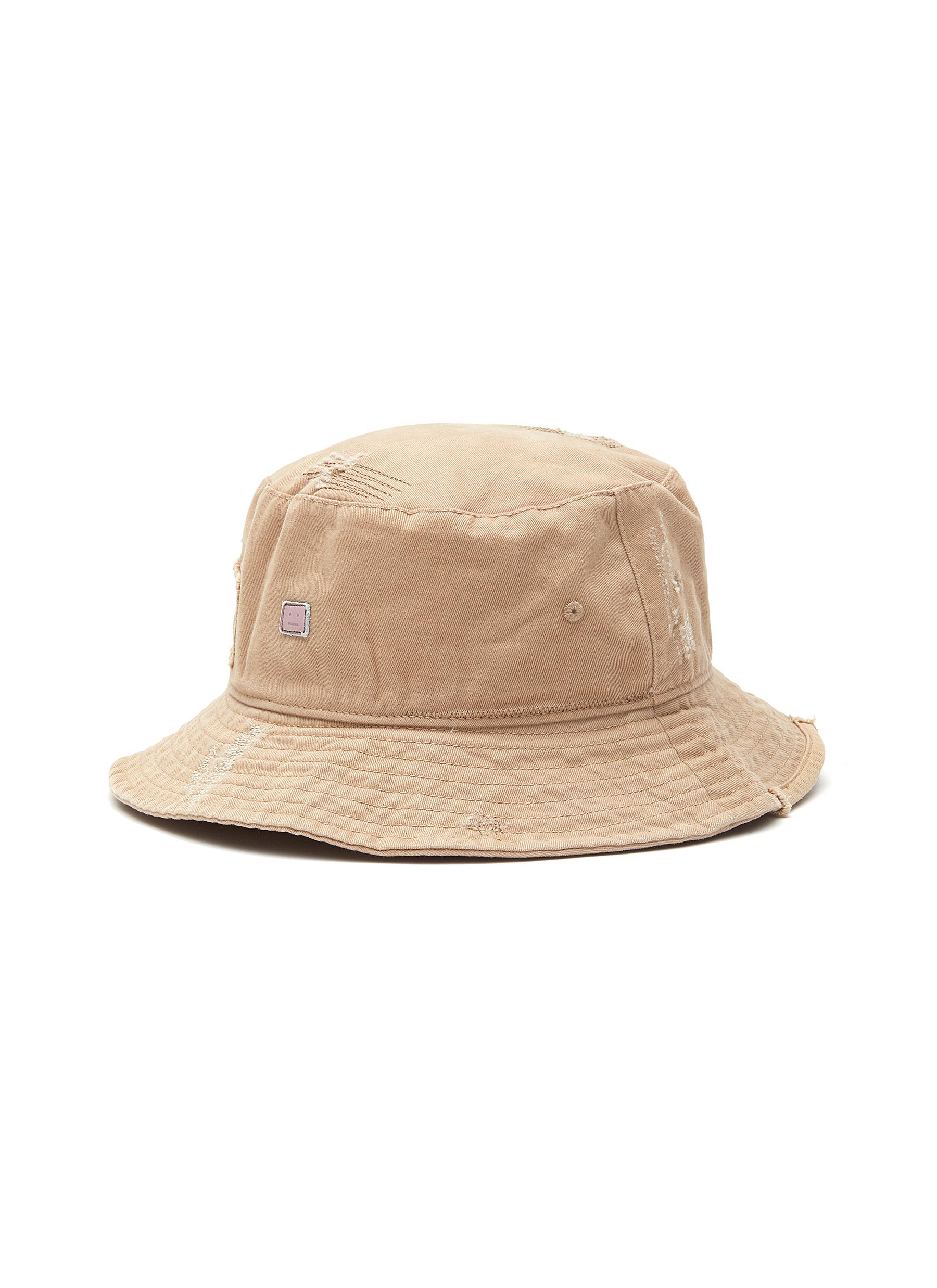 FACE LOGO EMBROIDERED COTTON BUCKET HAT