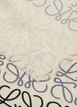 Detail View - Click To Enlarge - LOEWE - All-over Anagram Wool Silk Fringe Scarf