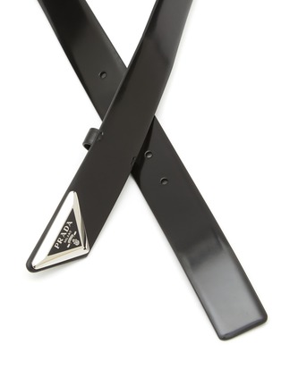 Detail View - Click To Enlarge - PRADA - Triangular Metal Logo Leather Belt